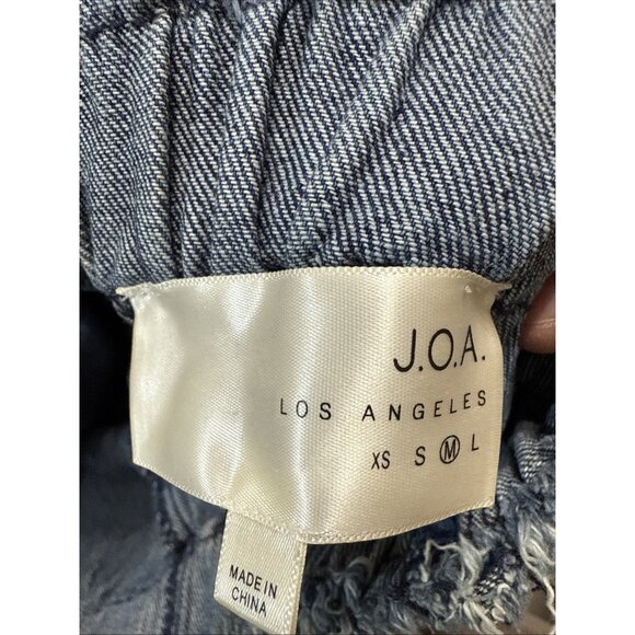 Anthropologie JOA Los Angeles Denim Strapless Jumpsuit With Frayed Hemline Med - Picture 9 of 9
